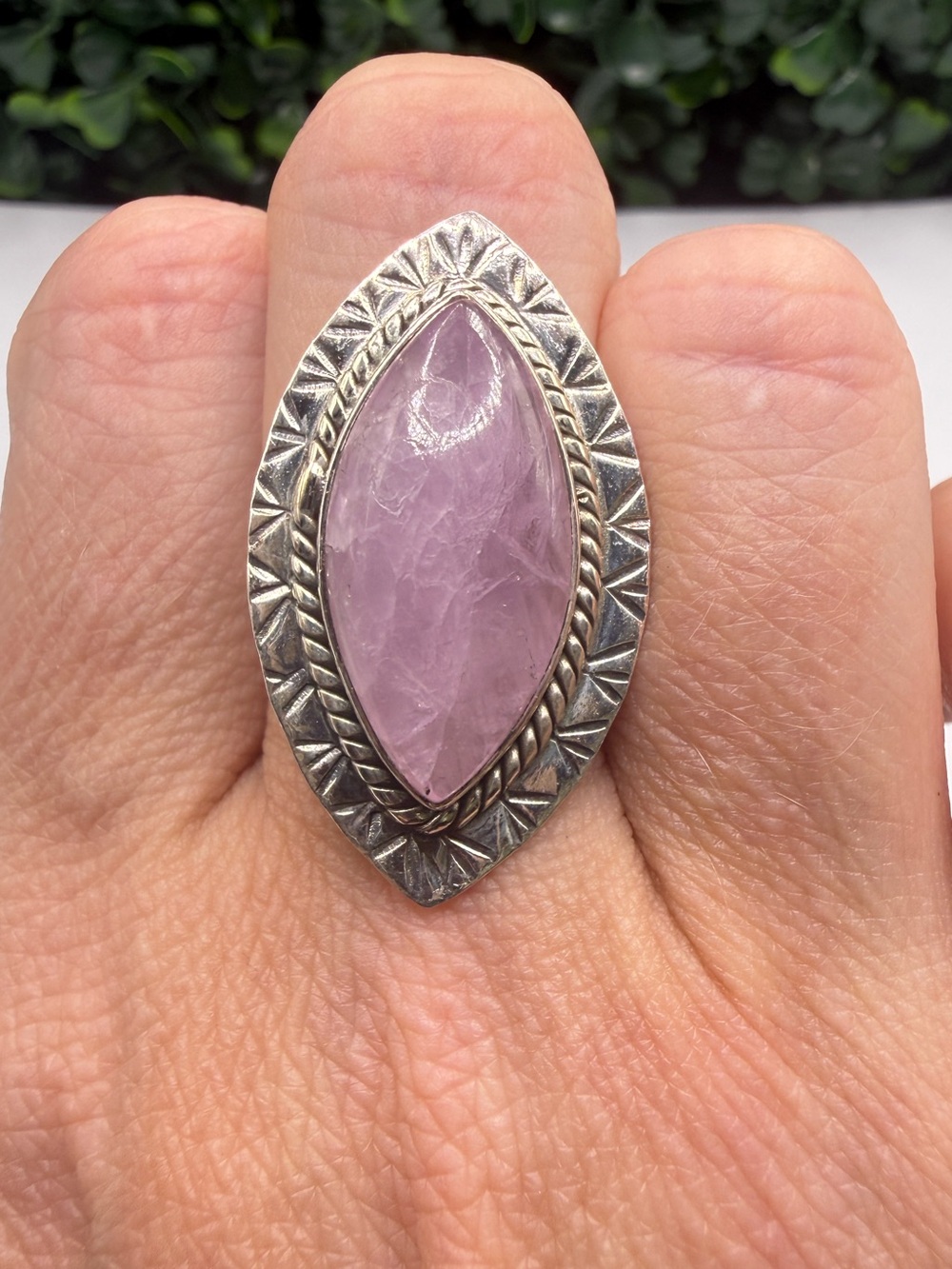 Beautiful Statement Kunzite Ring- UV Reactive